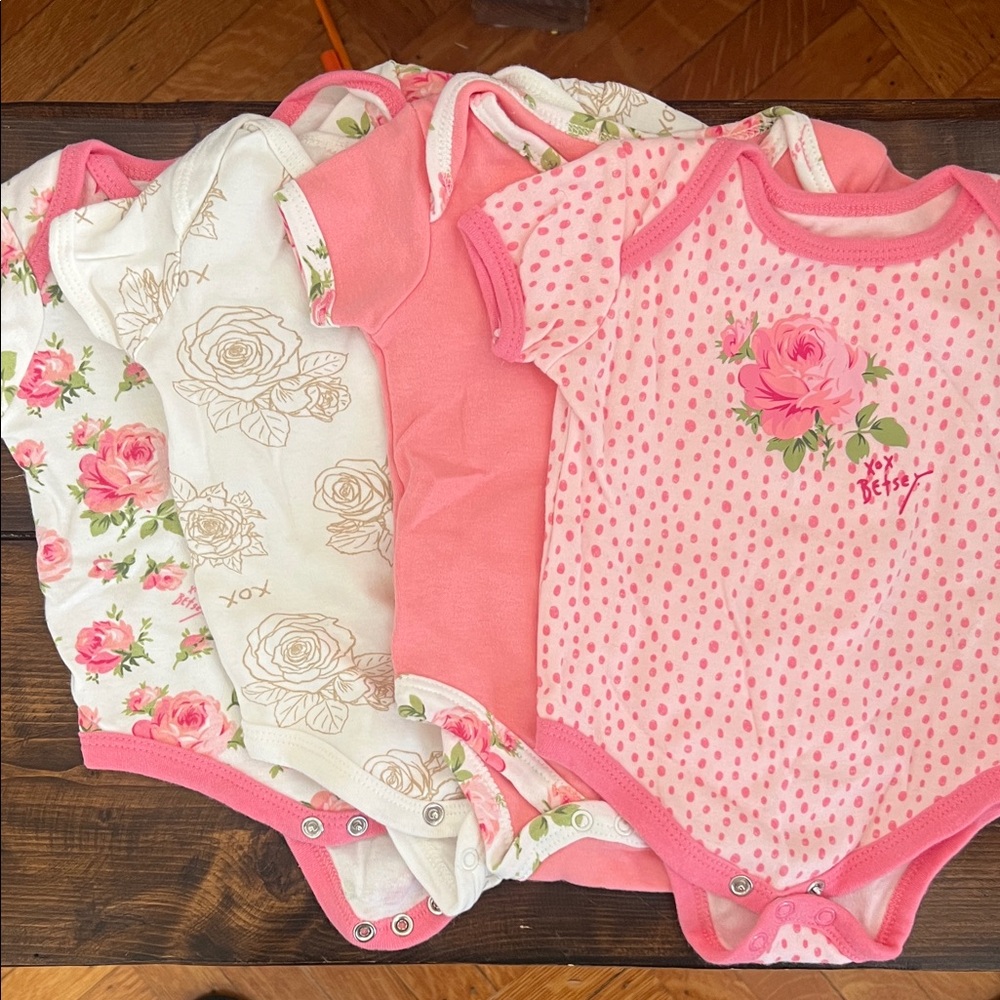 Betsey Johnson Pink and Floral Baby Bodysuits